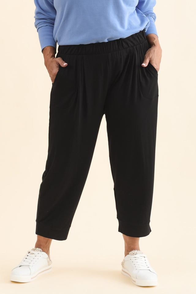 Black Tokyo Slouch Pants,Front,Brunette model,alt text|model:Pilita image 9