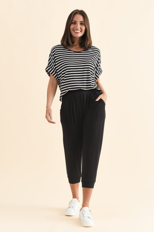 Black Tokyo Slouch Pants,Brunette model,alt text|model:MJ image 4