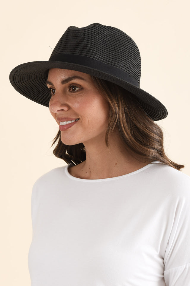 Black Wide Brim Travel Fedora image 1