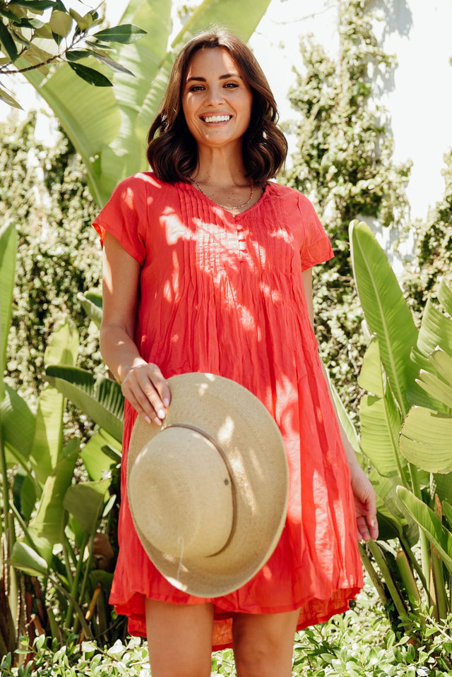 Sabina Cherry Crinkle Cotton Dress,Lifestyle
