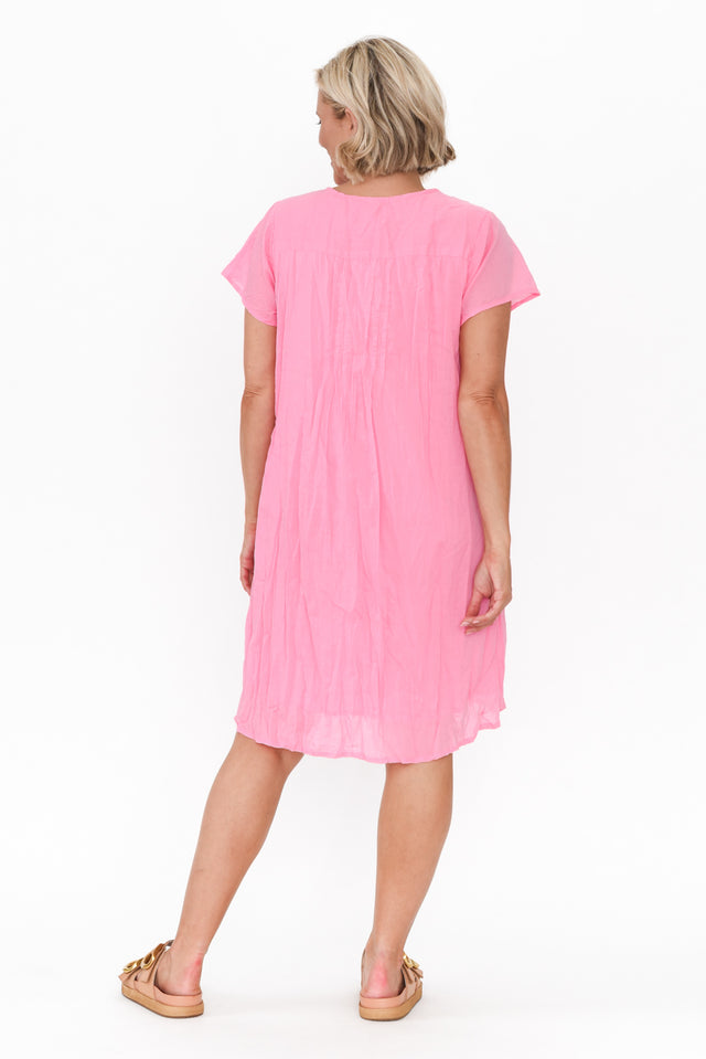 Bobbie Bright Pink Crinkle Cotton Dress image 10