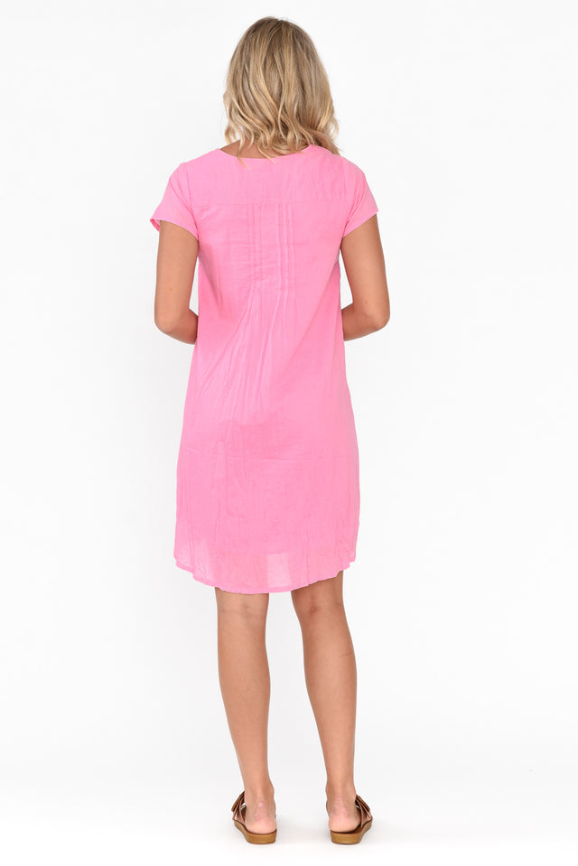Bobbie Bright Pink Crinkle Cotton Dress image 5