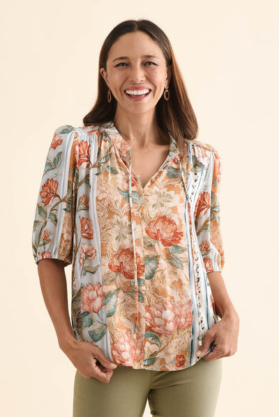 Boreen Orange Garden Button Top
