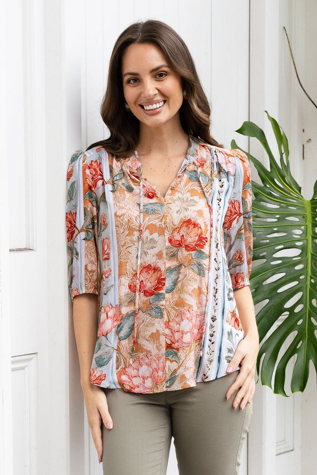 Boreen Orange Garden Button Top,Lifestyle