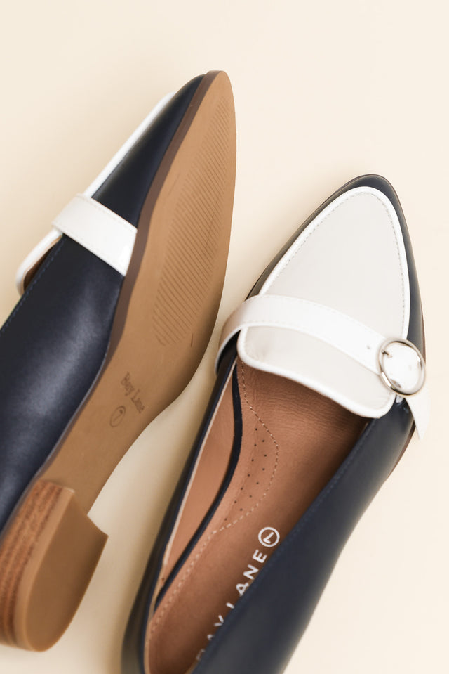 Boston Navy Contrast Leather Loafer image 3