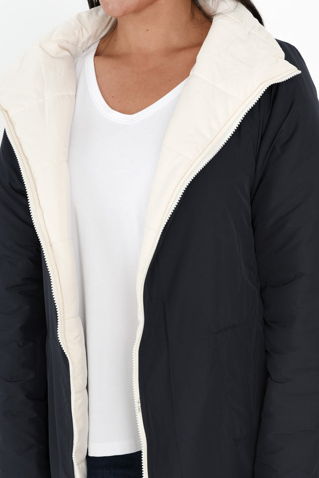Bowral Ivory Reversible Puffer Jacket,Brunette model,alt text|model:Brontie image 7