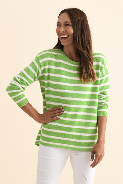 Bradford Green Stripe Knit Top