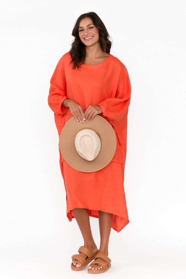 Bradshaw Orange Linen Pocket Dress image 2