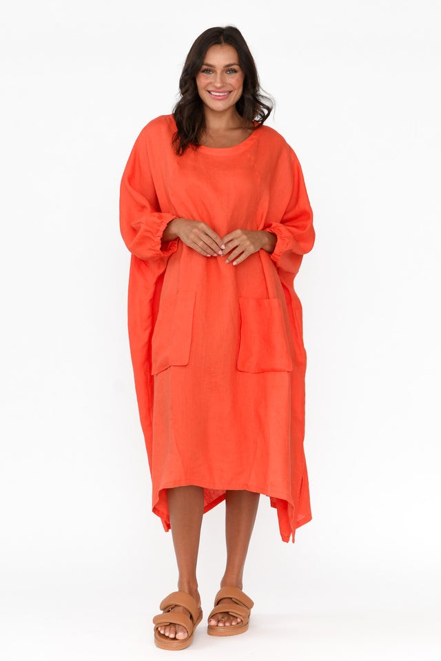 Bradshaw Orange Linen Pocket Dress image 6