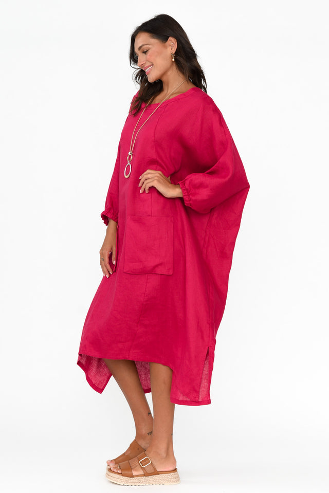 Bradshaw Red Linen Pocket Dress image 3