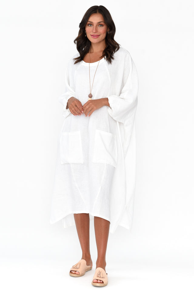 Bradshaw White Linen Pocket Dress image 5