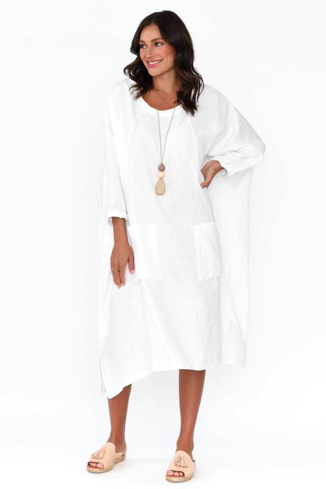 Bradshaw White Linen Pocket Dress image 2