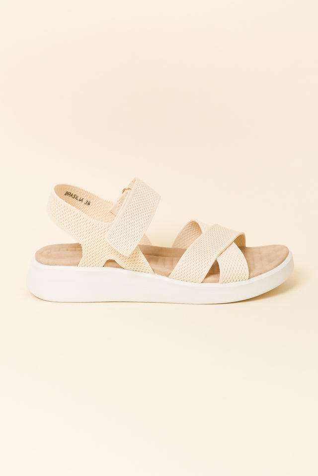 Brasilia Cream Knit Platform Sandal