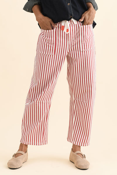 Breslin Rust Stripe Barrel Jeans