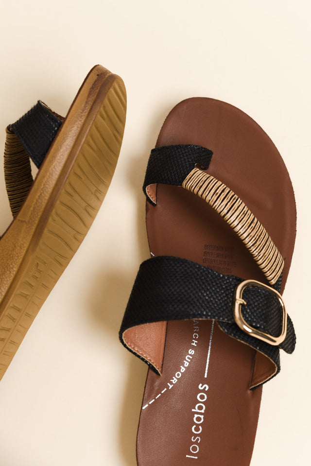 Bria Black Raffia Slide image 3