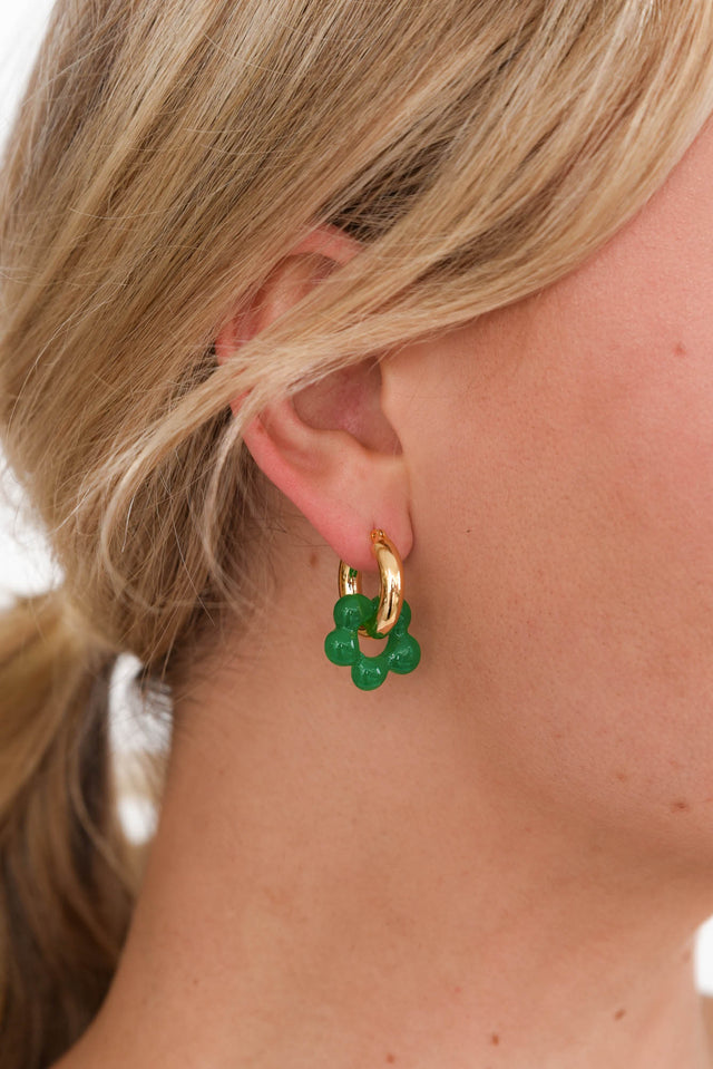 Briley Emerald Flower Hoop Earrings