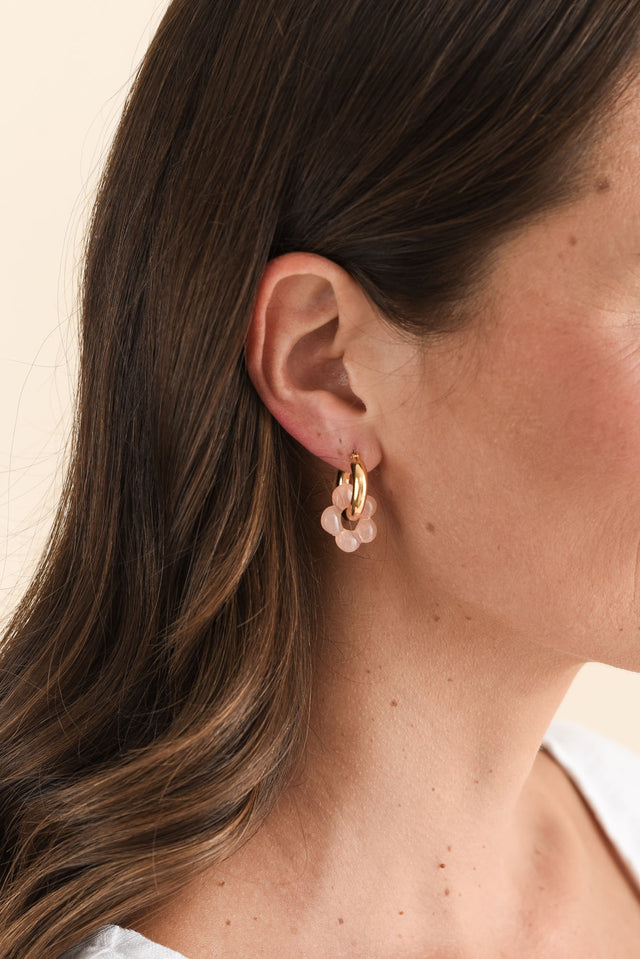 Briley Pink Flower Hoop Earrings image 1