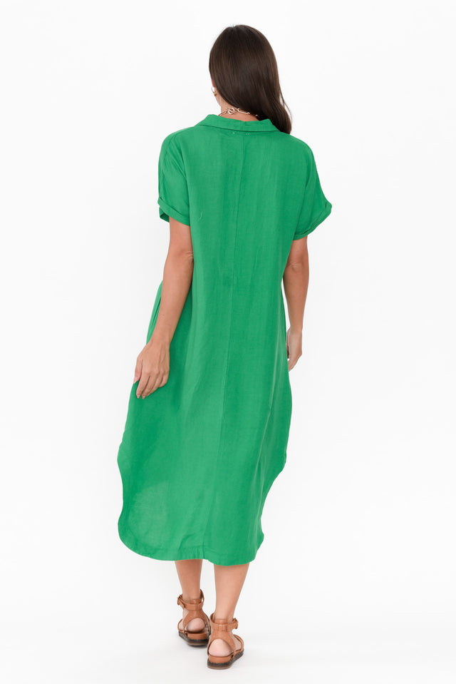 Briony Green Linen Cotton Shirt Dress image 6
