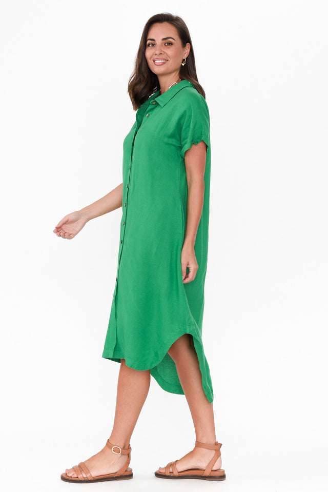 Briony Green Linen Cotton Shirt Dress image 5