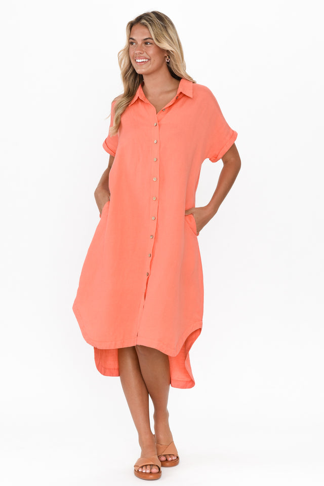 Briony Melon Linen Cotton Shirt Dress image 7