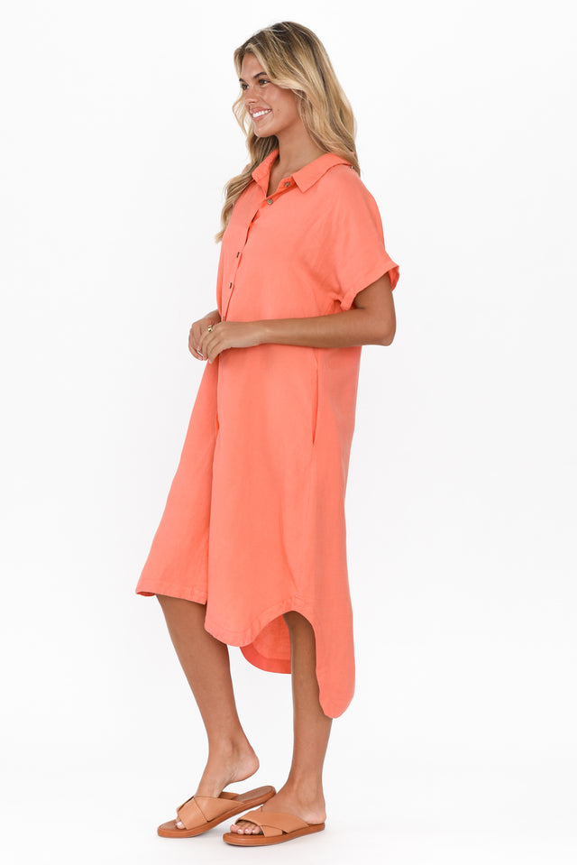Briony Melon Linen Cotton Shirt Dress