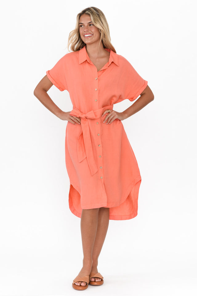 Briony Melon Linen Cotton Shirt Dress image 3