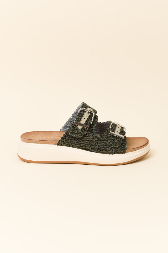 Brizzie Khaki Buckle Platform Slide