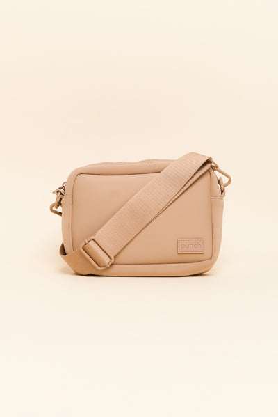 Brodie Beige Neoprene Mini Crossbody Bag