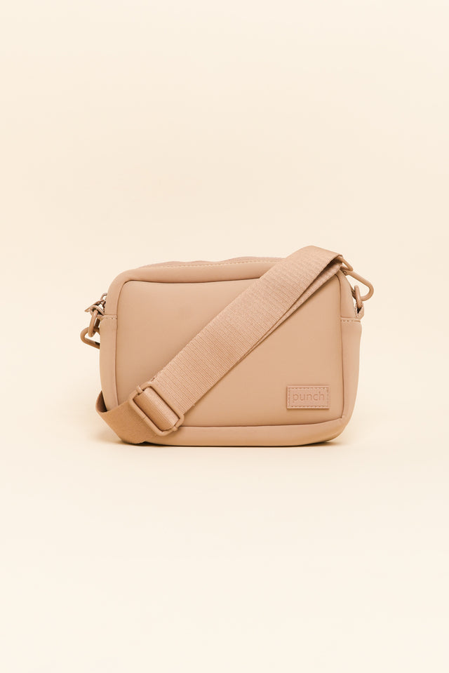 Brodie Beige Neoprene Mini Crossbody Bag
