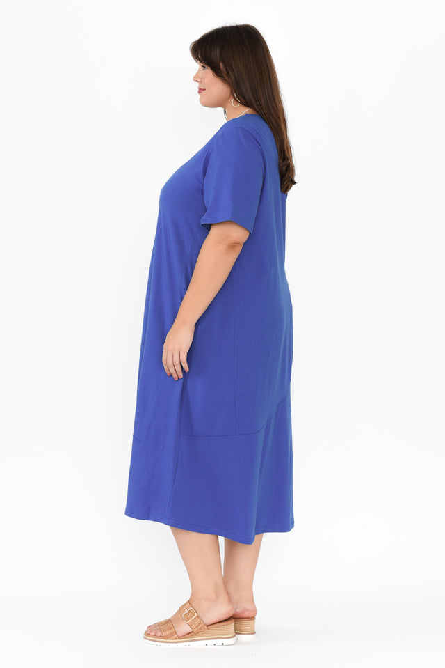 Bronte Cobalt Cotton Tee Dress,Brunette model,alt text|model:Gabby image 9