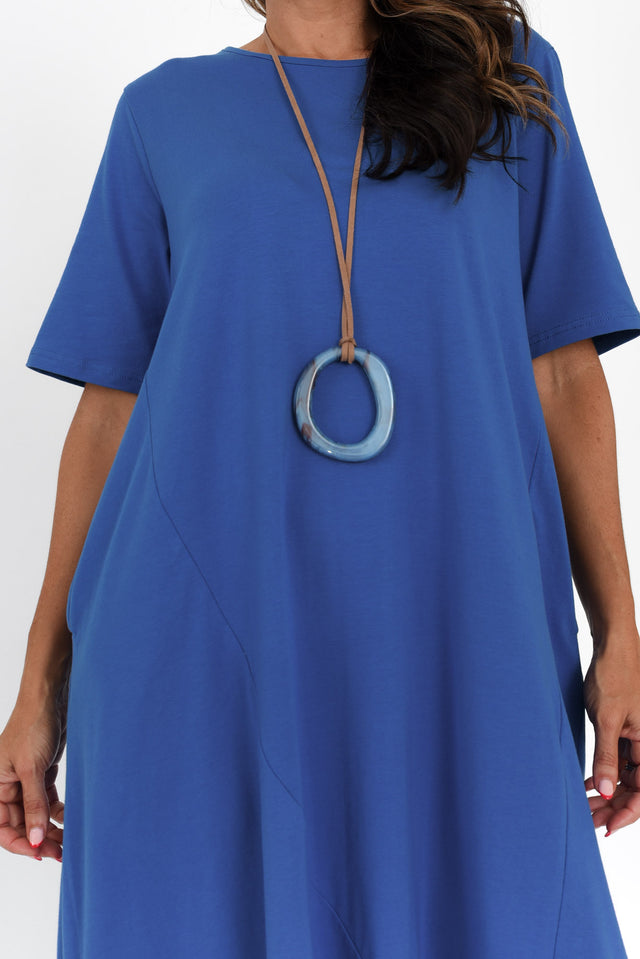 Bronte Cobalt Cotton Tee Dress,Brunette model,alt text|model:Nicole image 7