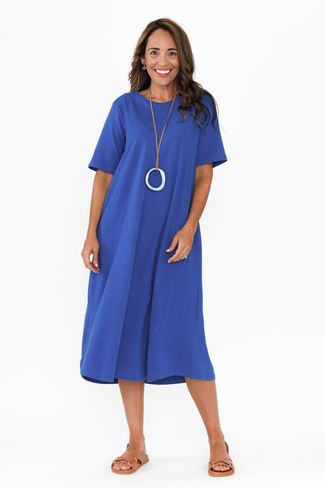 Bronte Cobalt Cotton Tee Dress,Brunette model,alt text|model:Nicole image 4