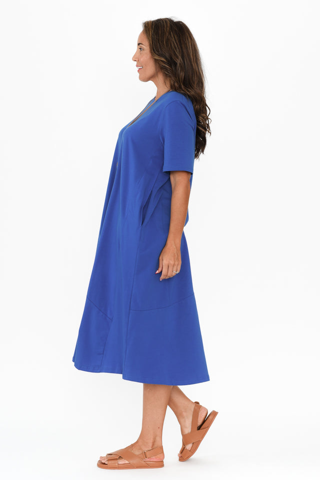 Bronte Cobalt Cotton Tee Dress,Brunette model,alt text|model:Nicole image 5