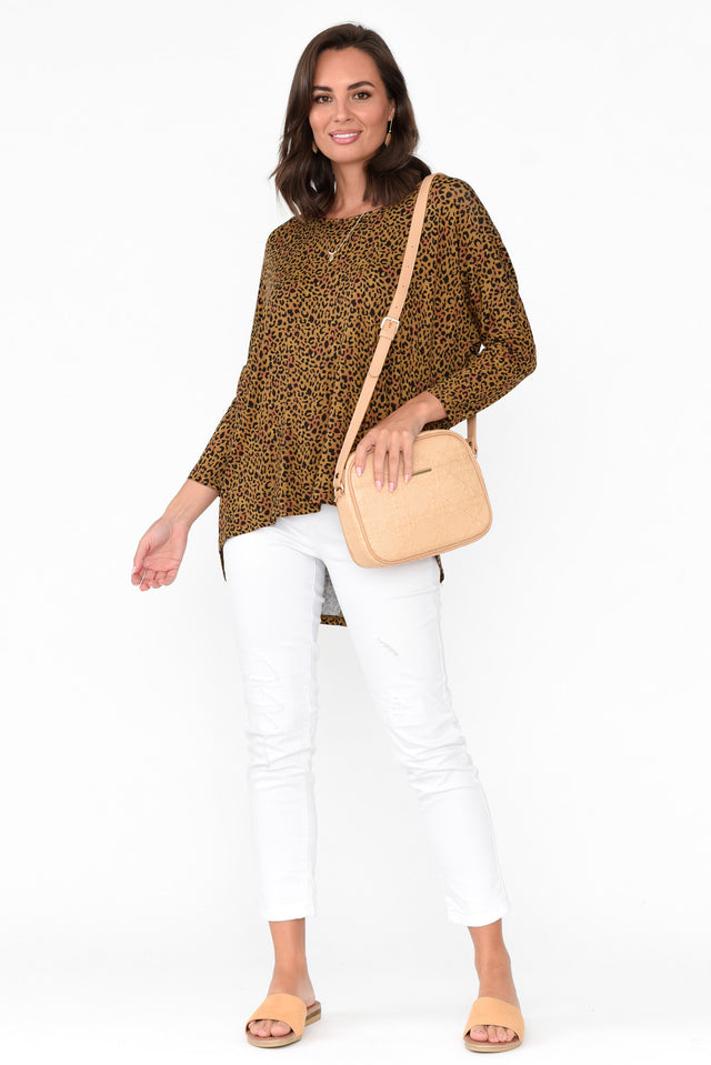 Brown Animal Milan 3/4 Sleeve Top