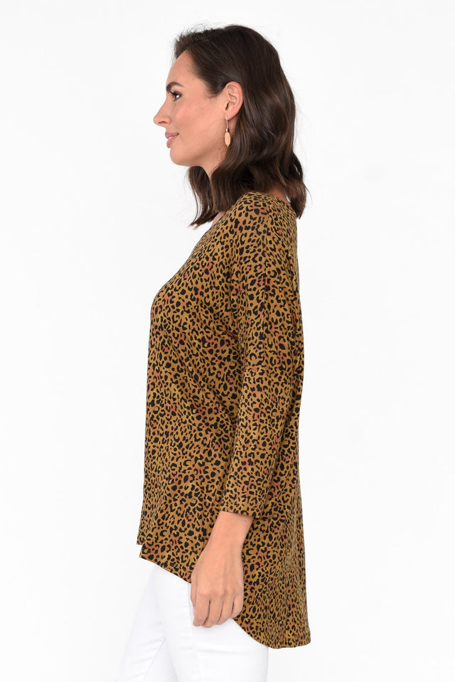 Brown Animal Milan 3/4 Sleeve Top