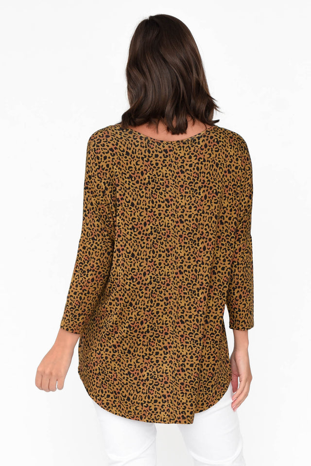 Brown Animal Milan 3/4 Sleeve Top