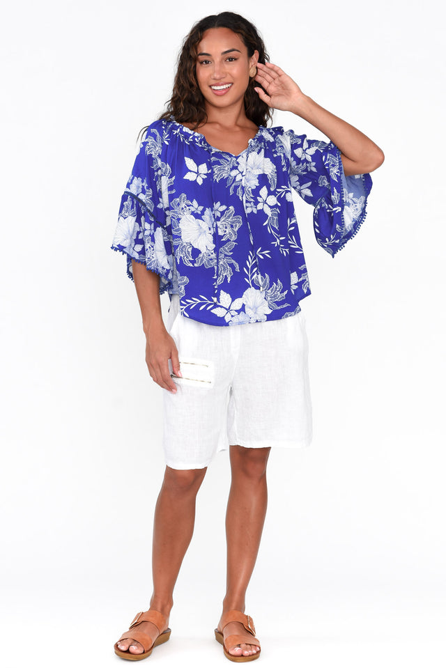 Budapest Cobalt Floral Off Shoulder Top