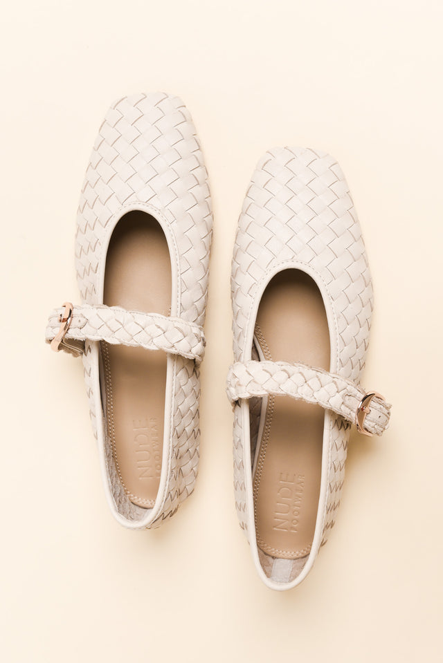 Bulla Cream Leather Woven Ballet Flat image 4