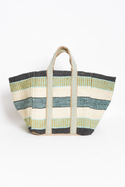 Burano Green Contrast Jute Tote Bag