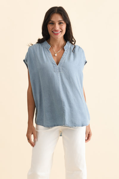 Burwood Light Blue Tencel Top