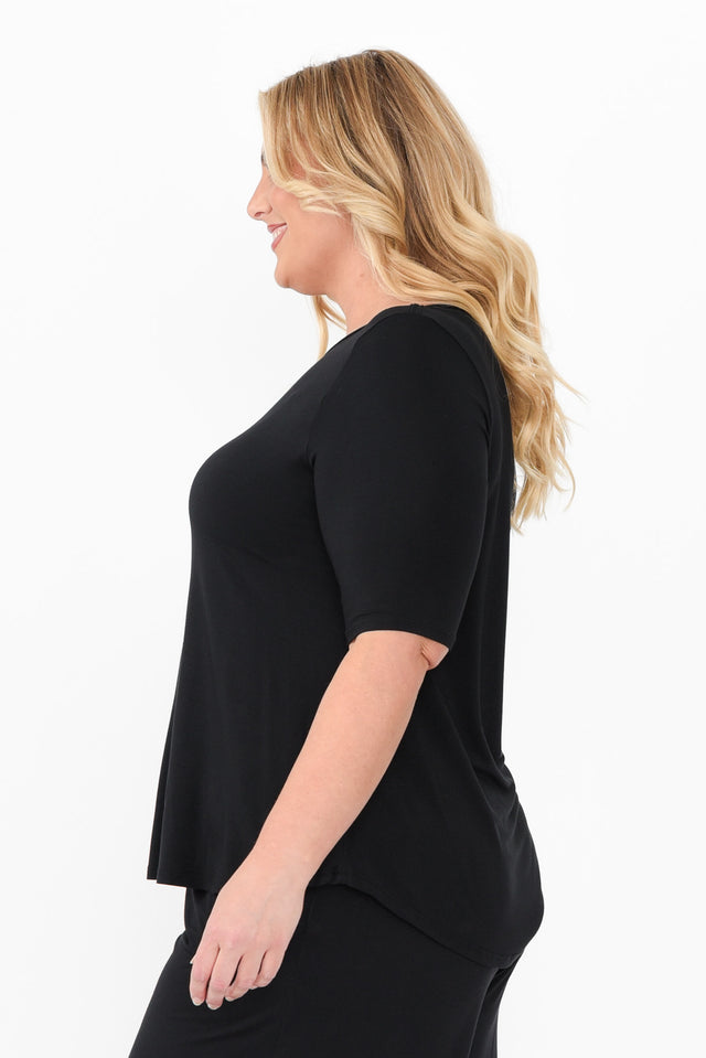 Buttery Black Half Sleeve Top,Blonde model,alt text|model:Caitlin image 10