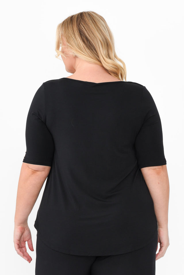 Buttery Black Half Sleeve Top,Blonde model,alt text|model:Caitlin image 11