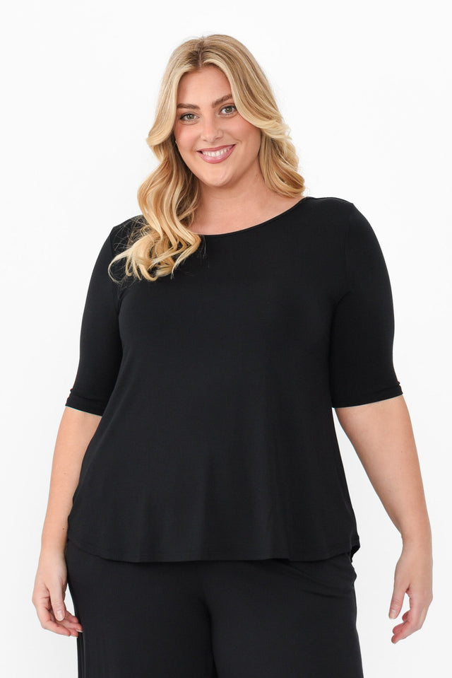 Buttery Black Half Sleeve Top,Blonde model,plus-size,curve-basics,curve-tops,plus-size-sleeved-tops,plus-size-basic-tops,alt text|model:Caitlin image 8