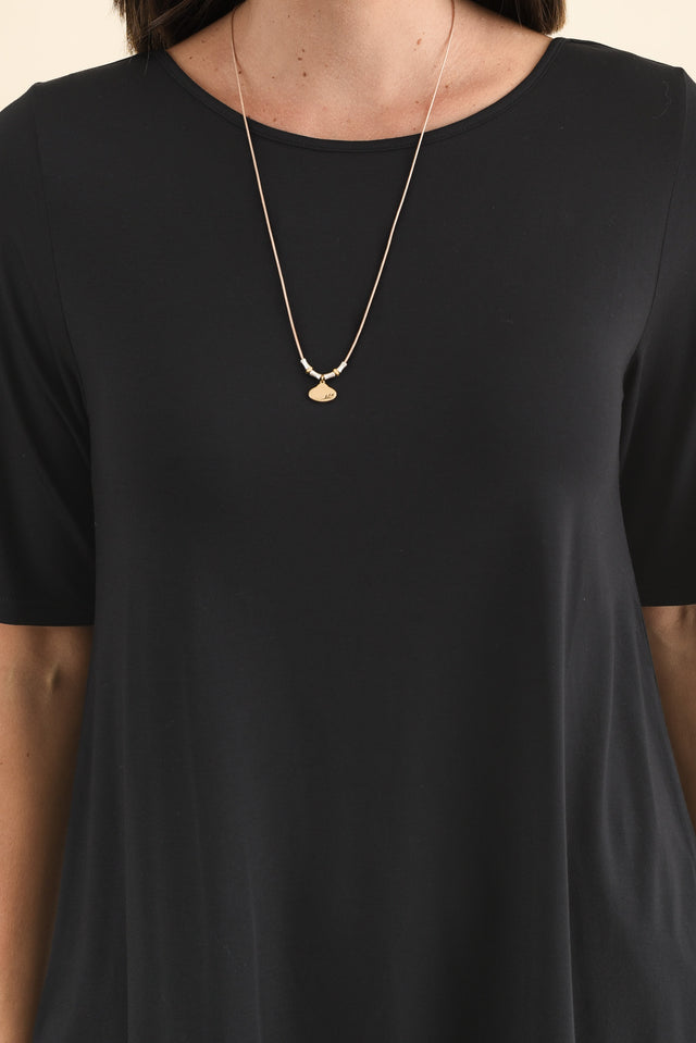 Buttery Black Half Sleeve Top,Brunette model,alt text|model:MJ image 6