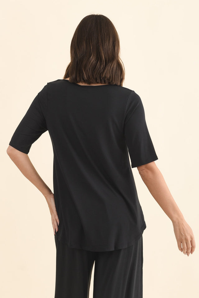 Buttery Black Half Sleeve Top,Brunette model,alt text|model:MJ image 5