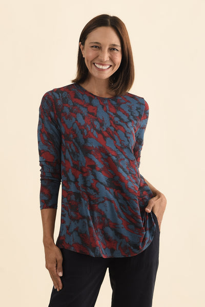 Buttery Carla Red Brushstroke Top