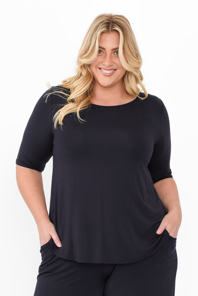Buttery Navy Half Sleeve Top,Blonde model,alt text|model:Caitlin image 8