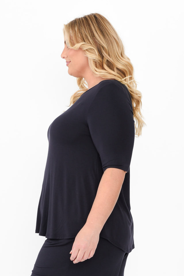 Buttery Navy Half Sleeve Top,Blonde model,alt text|model:Caitlin image 10