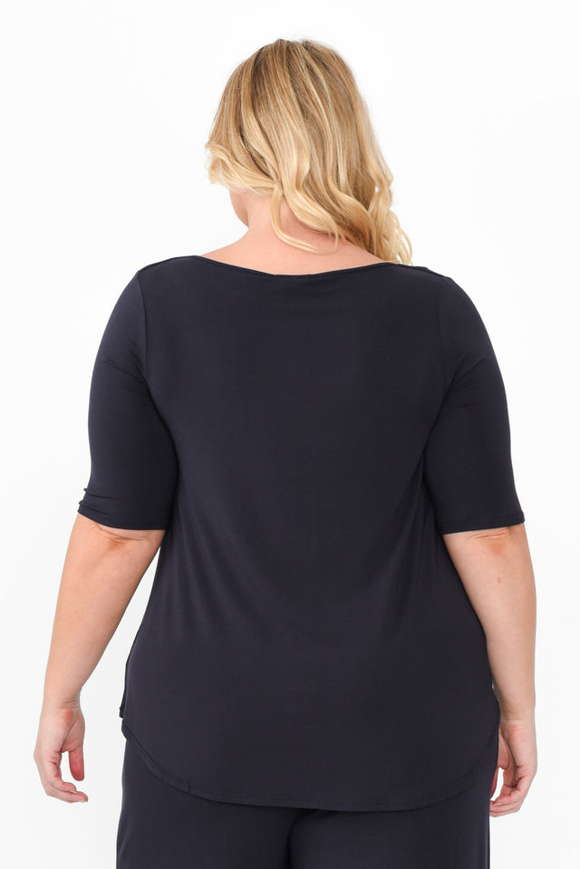 Buttery Navy Half Sleeve Top,Blonde model,alt text|model:Caitlin image 11