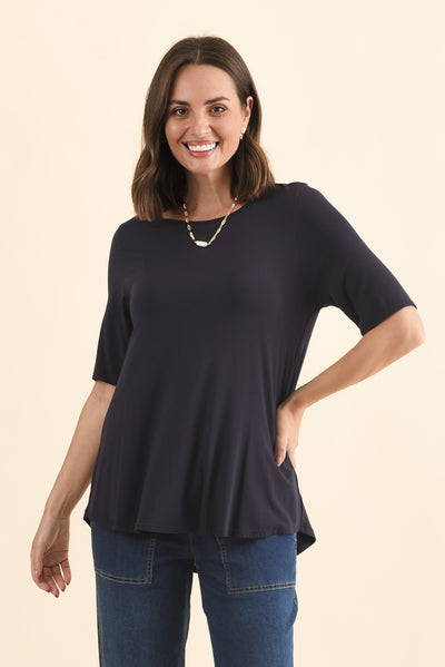 Buttery Navy Half Sleeve Top